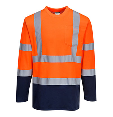 Хлопковая комфортная контрастная футболка Hi-Vis L/S